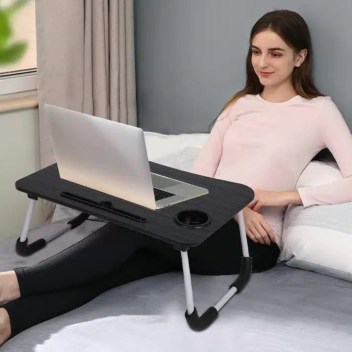 Versatile Folding Laptop Bed Desk with Cup Holder, Tablet Slot, Portable Study Table