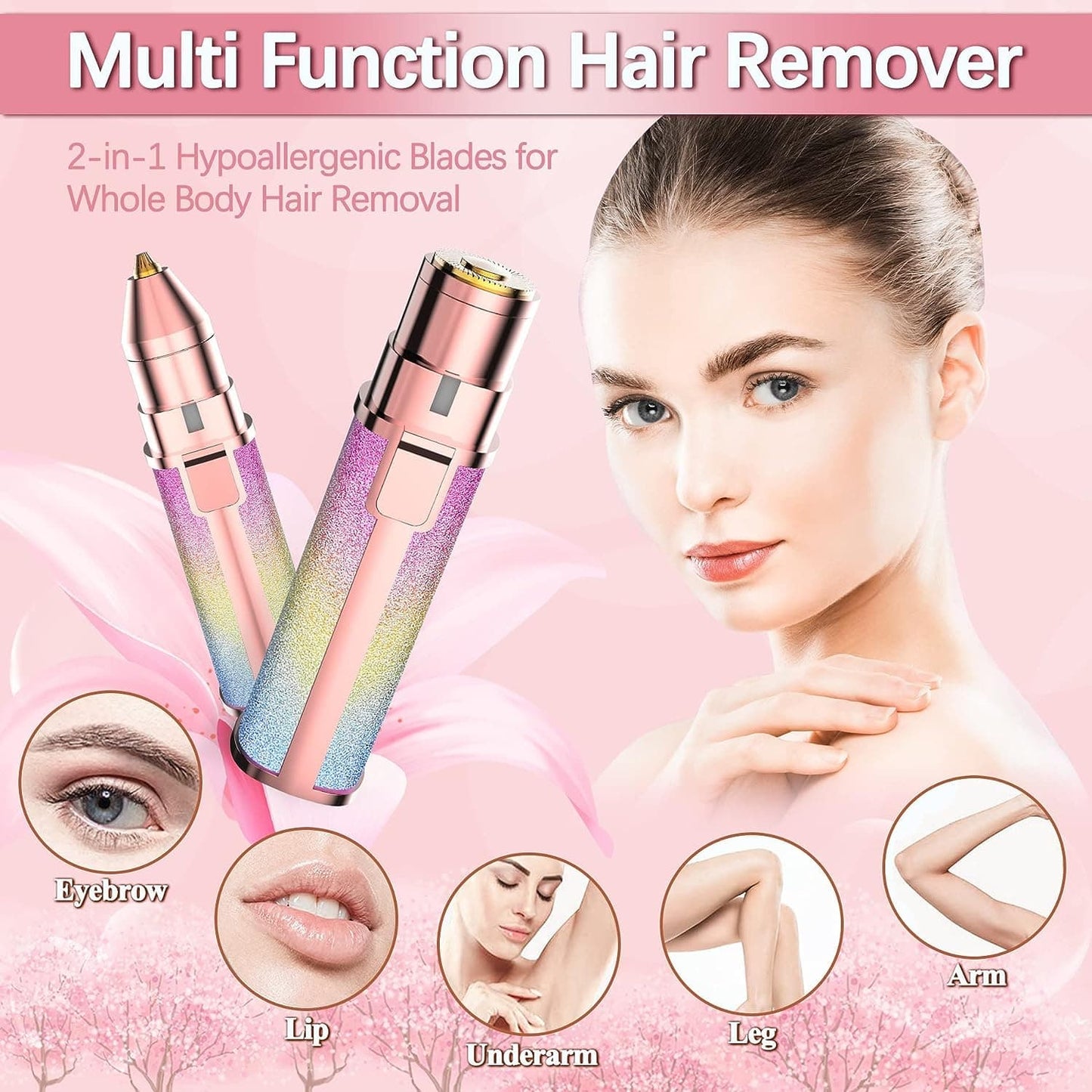 2 in 1 Electric Eyebrow Trimmer and Shaver, Flawless Hair Remover.