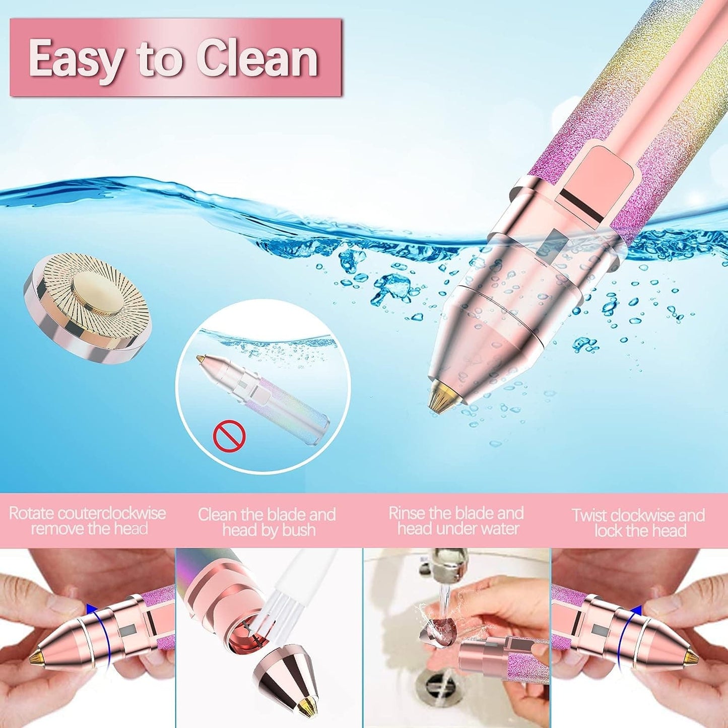 2 in 1 Electric Eyebrow Trimmer and Shaver, Flawless Hair Remover.