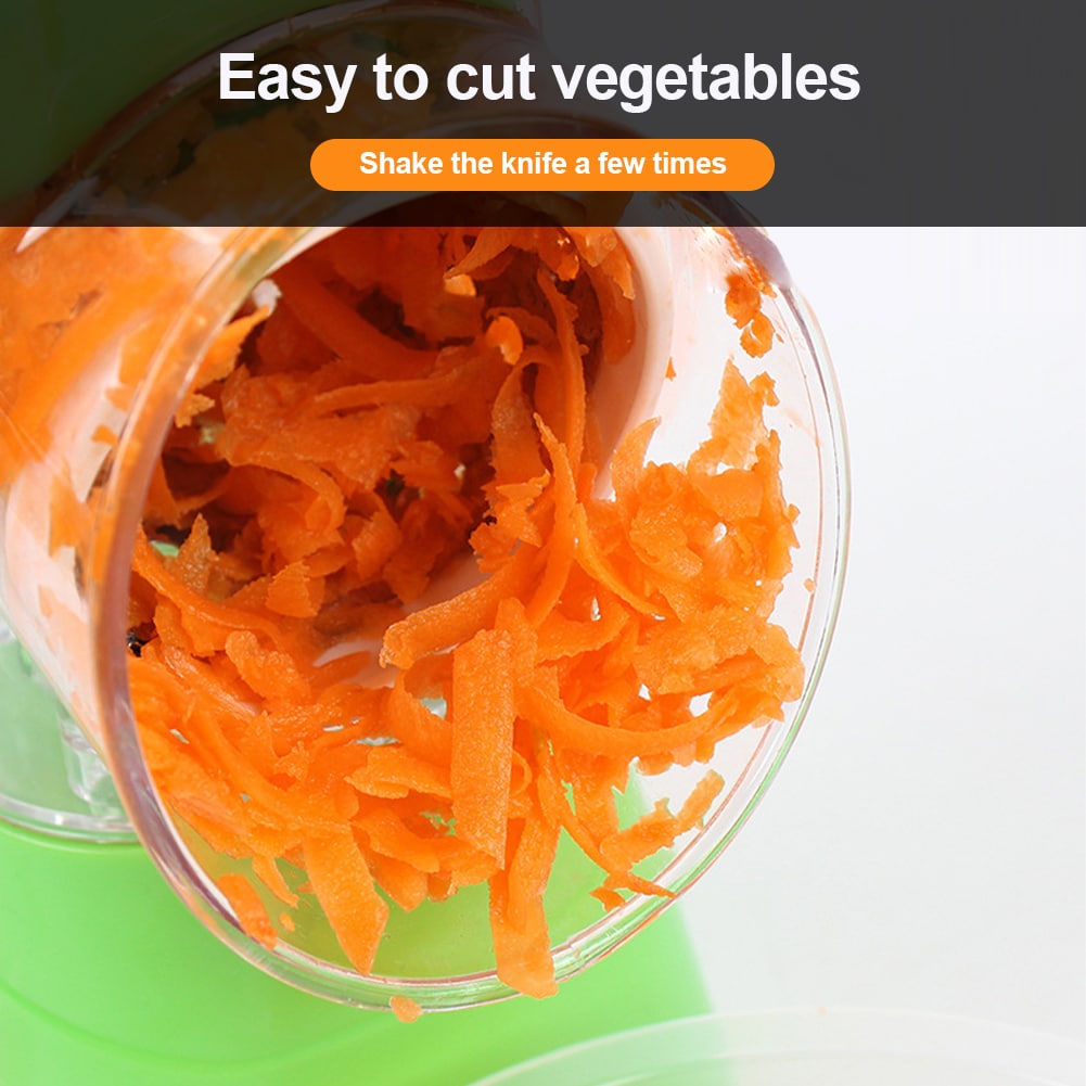 Effortless Manual Rotary Vegetable Slicer Drum Cutter with 3 Interchangeable Stainless Steel Blades