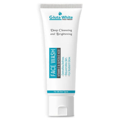 Gluta White Face Wash – Deep Cleansing & Brightening with Vitamin C & Glycolic Acid & Skin for Radiant Glow (100g)
