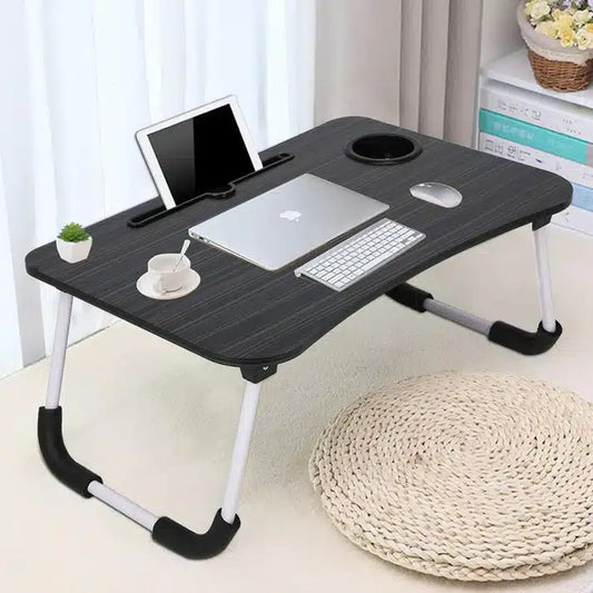 Versatile Folding Laptop Bed Desk with Cup Holder, Tablet Slot, Portable Study Table