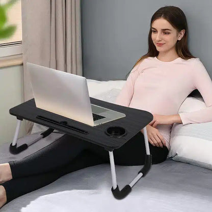 Versatile Folding Laptop Bed Desk with Cup Holder, Tablet Slot, Portable Study Table