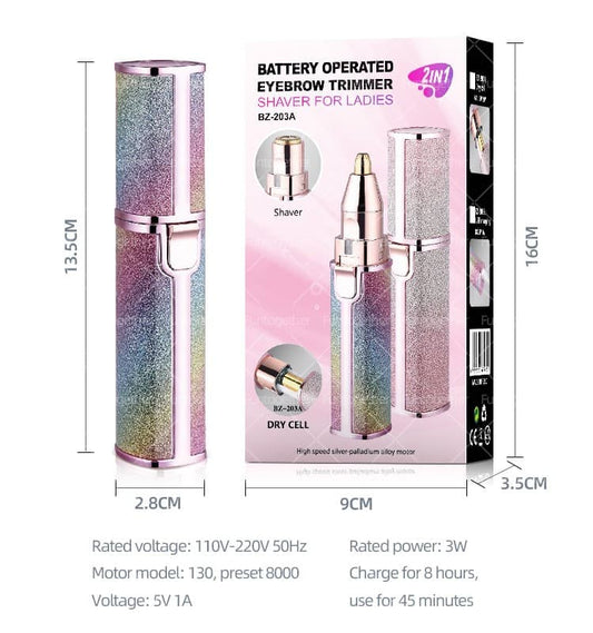 2 in 1 Electric Eyebrow Trimmer and Shaver, Flawless Hair Remover.