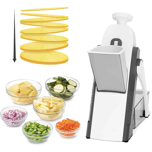 QieCai Safe 5-in-1 Adjustable Mandoline Vegetable Slicer Chopper for Kitchen Prep